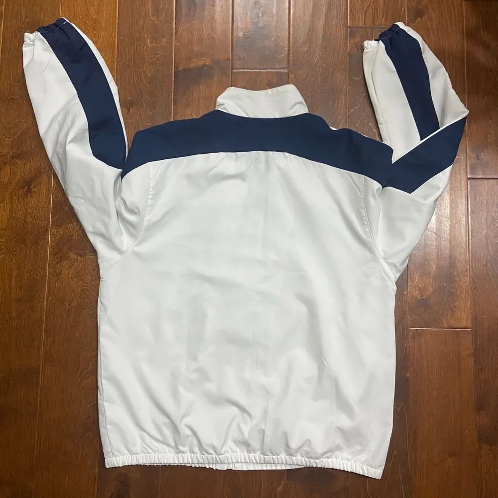 Reebok Athletic Vintage Y2K Full Zip White Navy Windbreaker Jacket Men's Size XL
